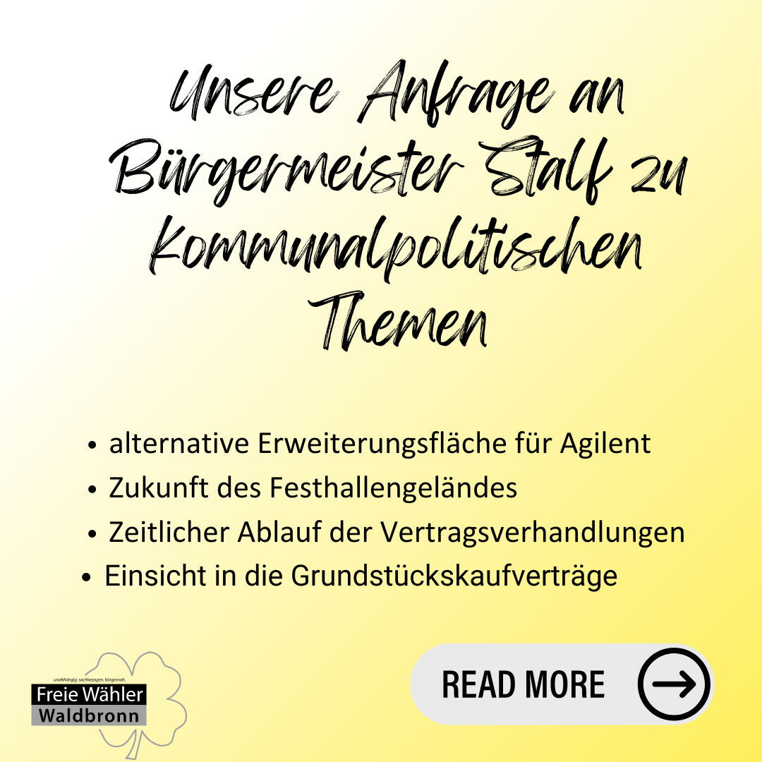 Anfrage an  Bürgermeister Christian Stalf